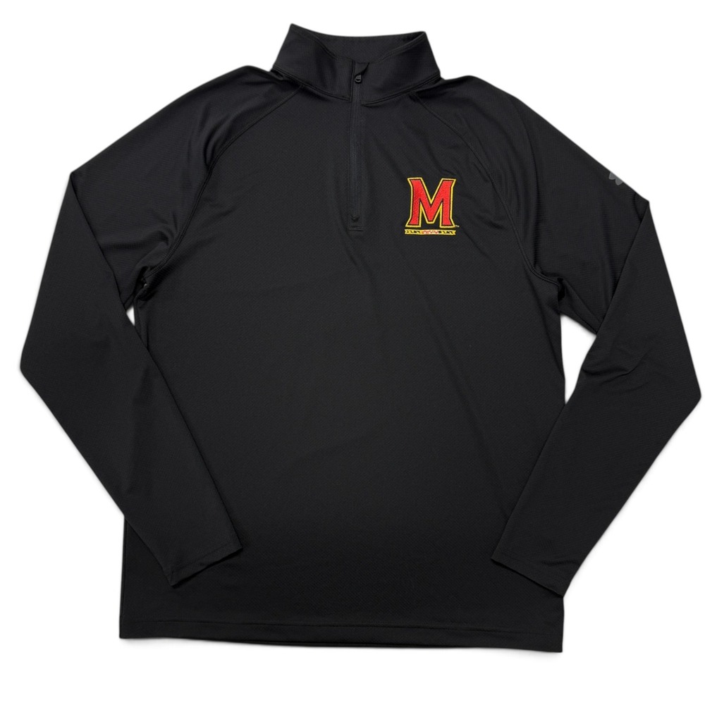 Under Armour Maryland Terrapins Mens Medium Black 1/4 Zip Pullover Shirt Terps